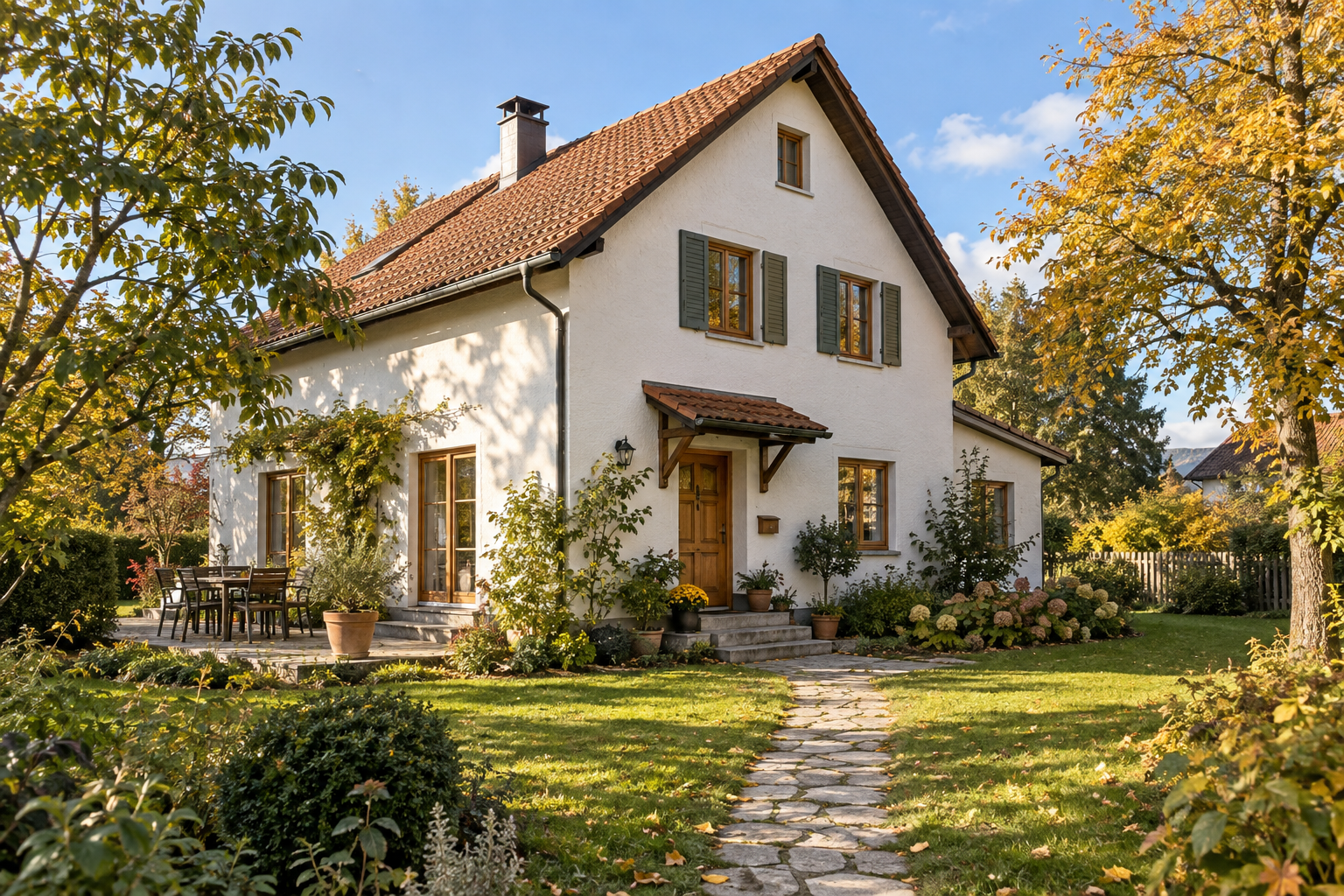 Wohnhaus mit Garten und gewachsenem Baumbestand